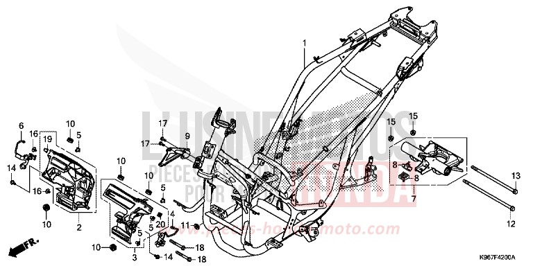 RAHMENKOERPER von PCX 125 PEARL SPLENDOR RED (R369) von 2019